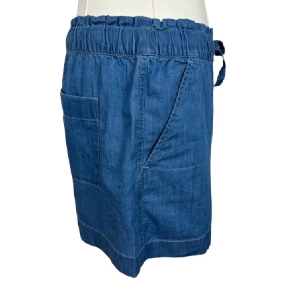 LOFT Medium Blue Denim Tie-Waist Shorts - Picture 2 of 6